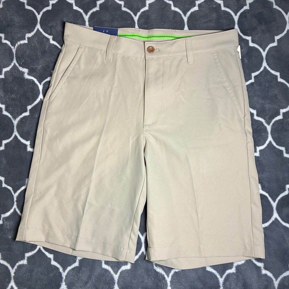 IZOD Golf Shorts Mens 30 Khaki Tan Performance Twill Straight Fit NWT 9.5 Inseam